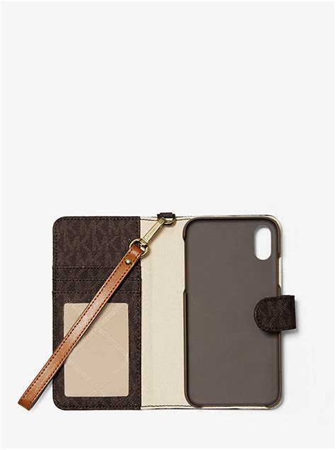 michael kors logo stripe wristlet folio case for iphone xr